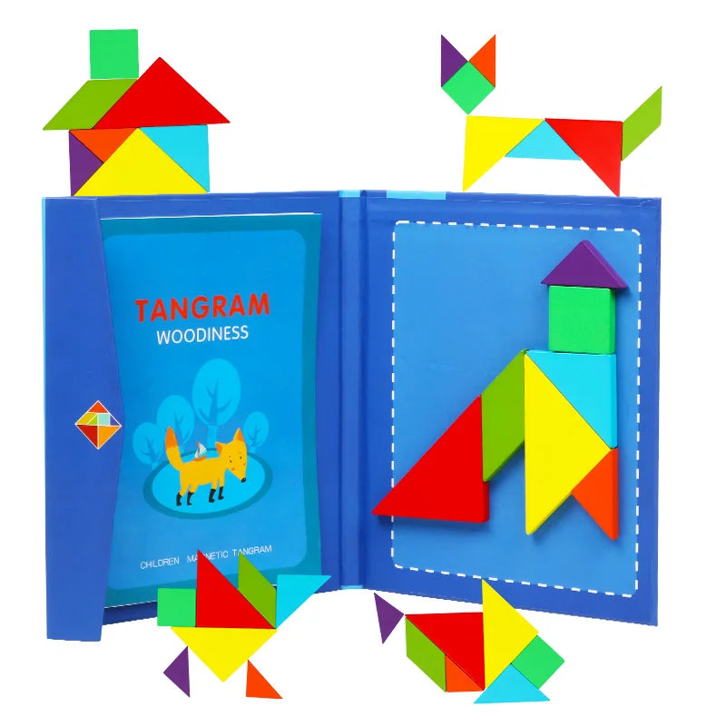 Children's Magnetic Jigsaw Puzzle Book Wooden Toys Shapes Board Kids Early Educational Toys Develop Intelligence Creative Gifts