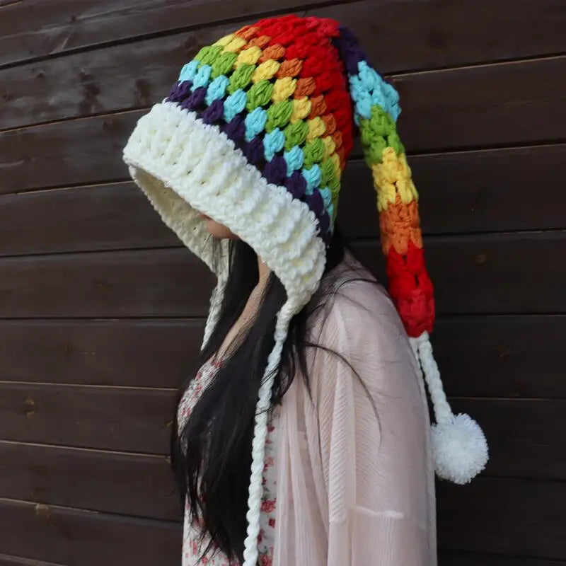 Children's Crochet Rainbow Long-tailed Hat