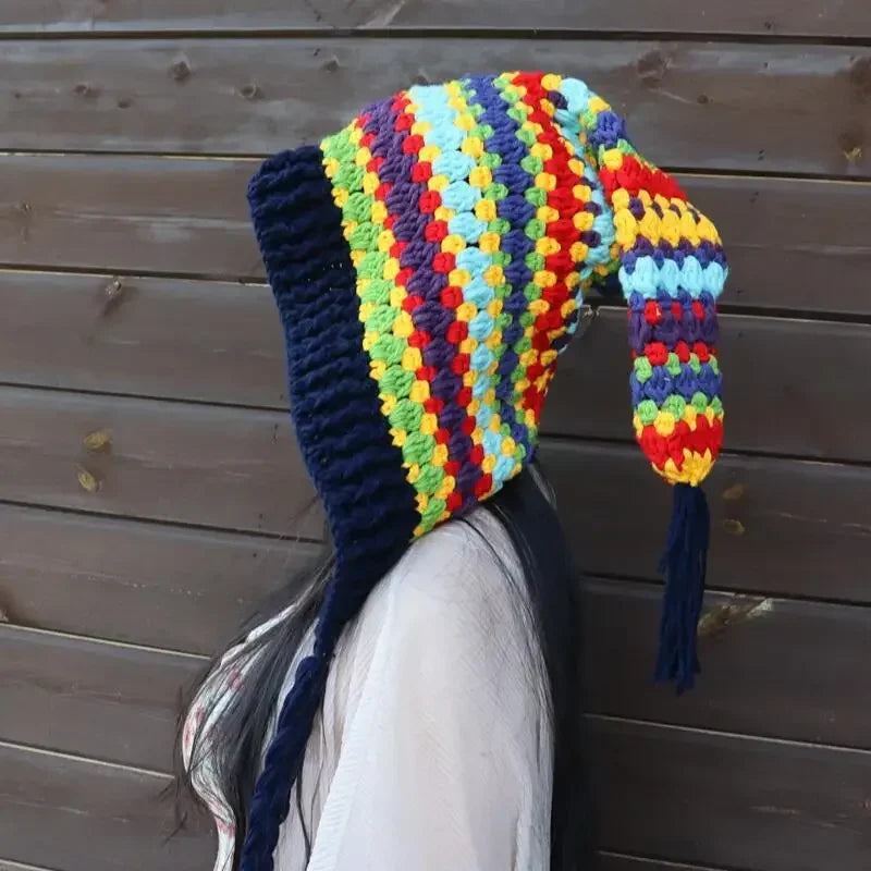 Children's Crochet Rainbow Long-tailed Hat