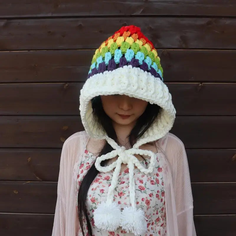 Children's Crochet Rainbow Long-tailed Hat