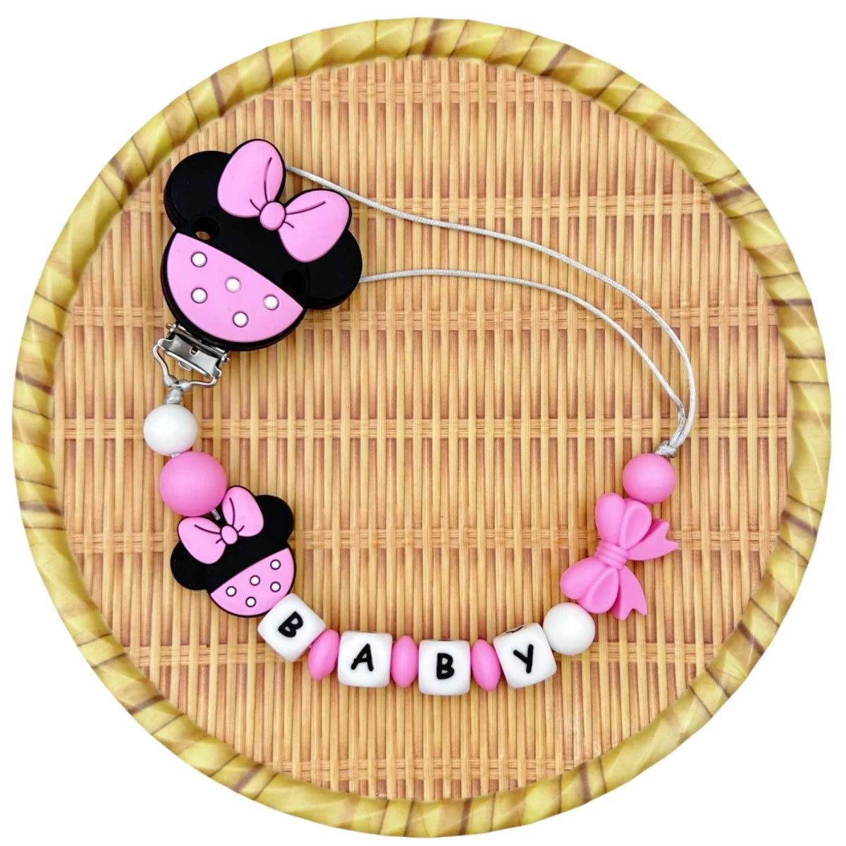 Personalized English Silicone Letters Name Baby Strawberry Silicone Pendant Pacifier Clips Chains Holder Teether Baby Kawaii