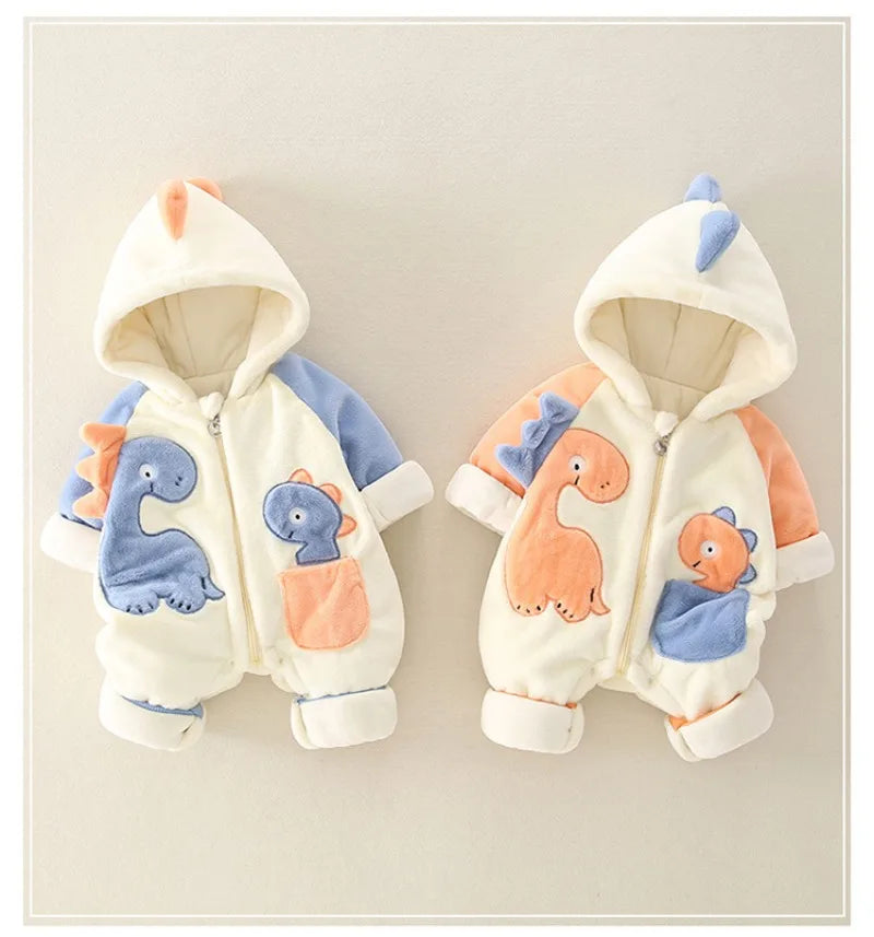 Newborn Rompers Baby Bodysuits Thick and Plush Jumpsuit 2024 Autumn and Winter Baby Jumpsuit Outdoor Wear