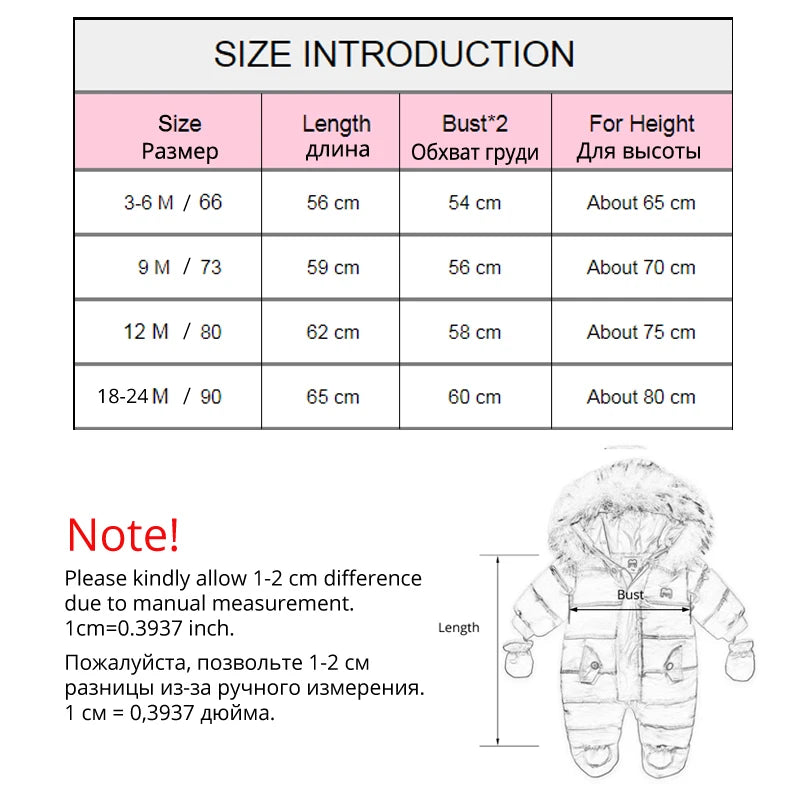 Winter Baby Clothes With Hooded Fur Newborn Warm Fleece Bunting Infant Snowsuit Toddler Girl Boy Snow Wear Outwear Coats