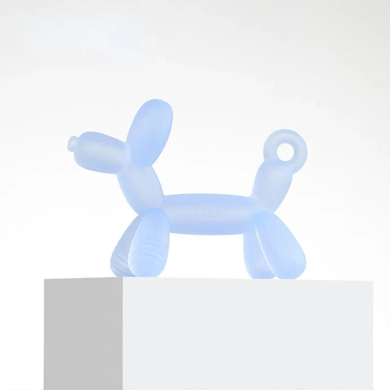 Balloon dog teether, baby food-grade silicone teething stick toy with anti-drop chain, teether and bite toy.