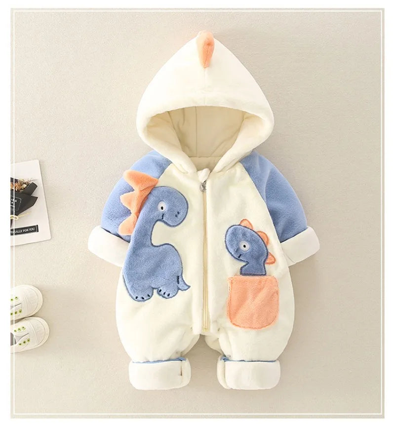 Newborn Rompers Baby Bodysuits Thick and Plush Jumpsuit 2024 Autumn and Winter Baby Jumpsuit Outdoor Wear