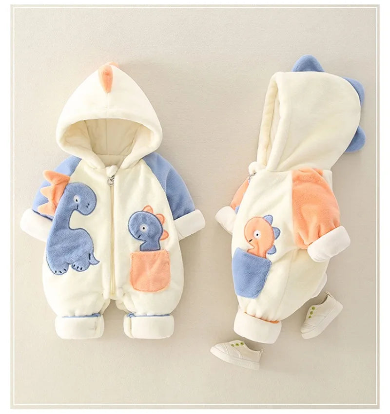 Newborn Rompers Baby Bodysuits Thick and Plush Jumpsuit 2024 Autumn and Winter Baby Jumpsuit Outdoor Wear