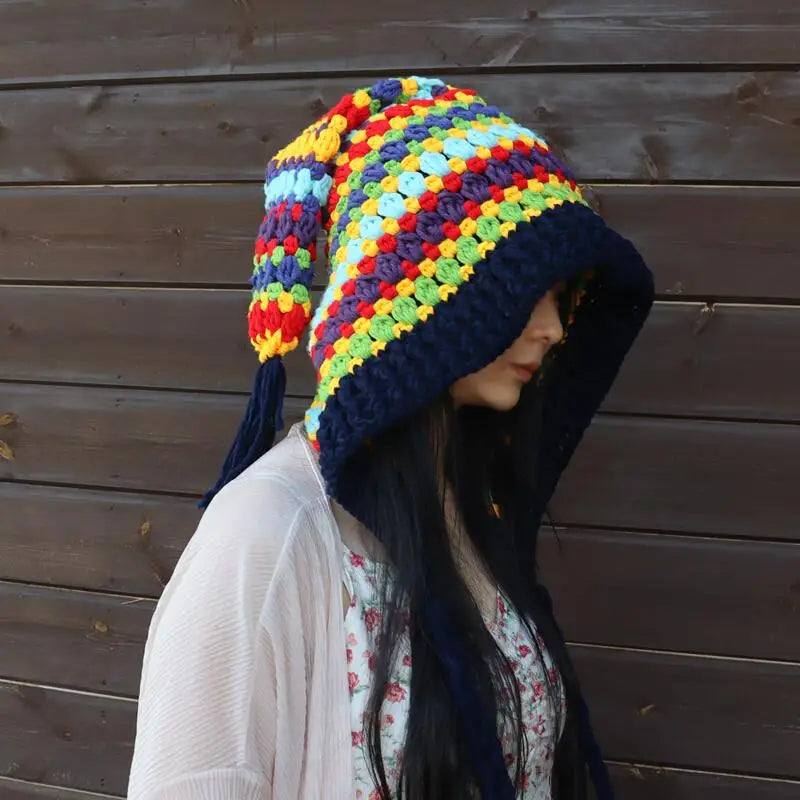 Children's Crochet Rainbow Long-tailed Hat